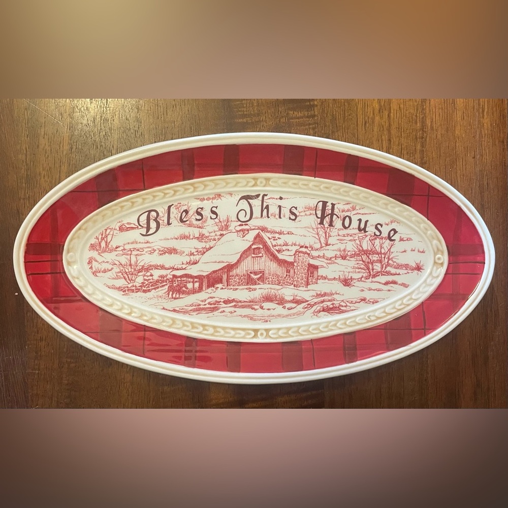 Fitz and Floyd Bless This House Town and Country Oval Plate